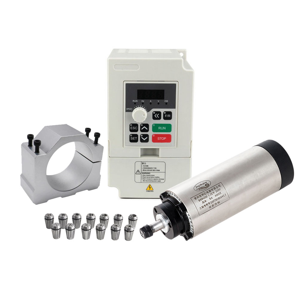 Air Cooled 1.5Kw Spindle Motor Inverter 110V - CNC-Spindelmotor-Kit 80 mm 1,5 kW ER11